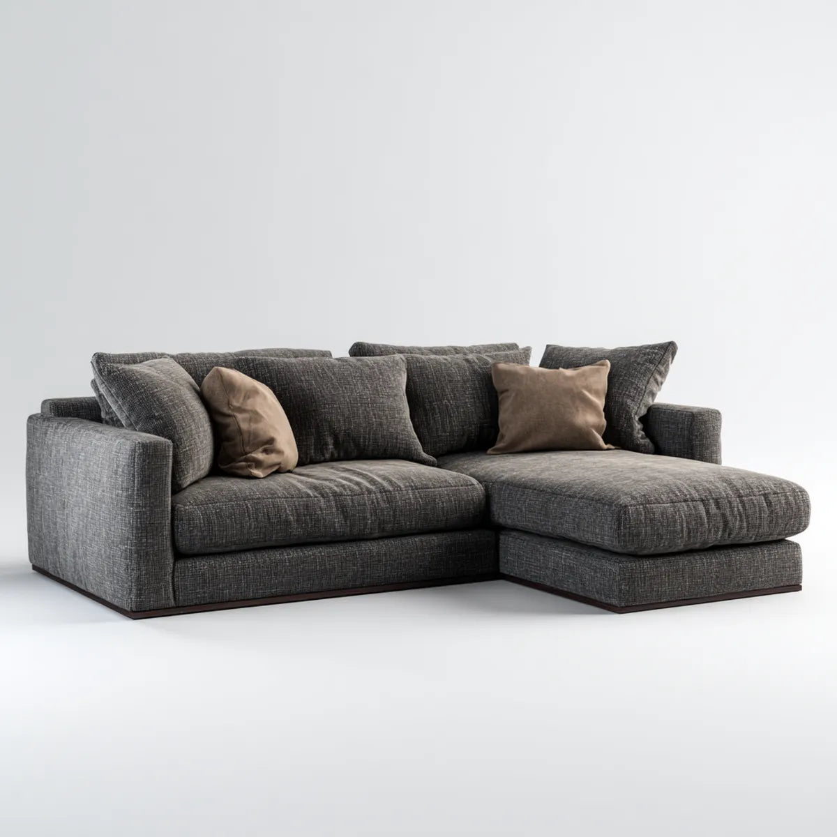 Divano angolare 3 posti grigio scuro con chaise longue destra in poliestere 280 x 170 x 85 cm a L