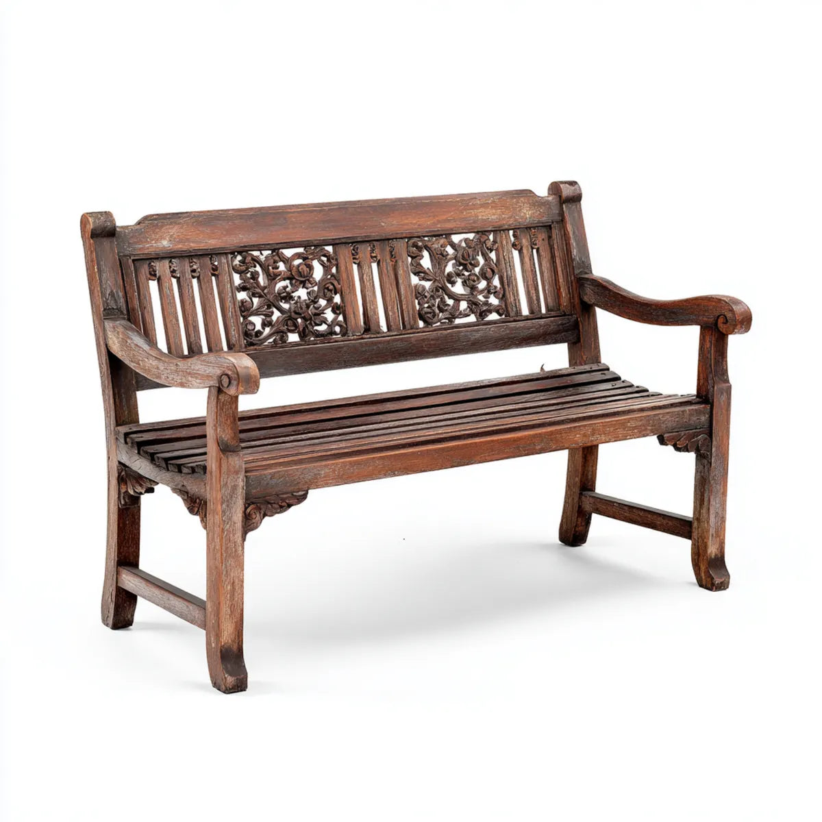 Panca da giardino 2 posti marrone scuro in legno massello rettangolare 120 x 60 x 90 cm
