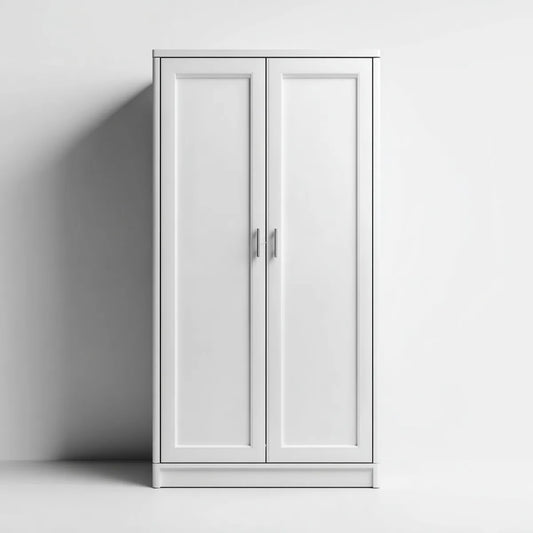 Armadio guardaroba a 2 ante bianco 80 x 50 x 180 cm in MDF rettangolare
