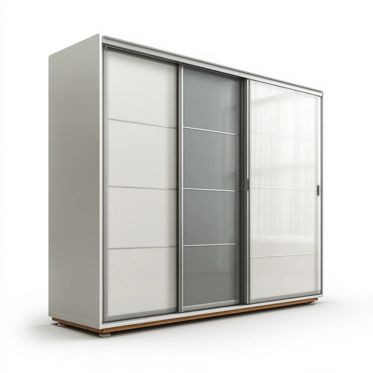 Armadio guardaroba 3 ante scorrevoli grigio e bianco 200 x 60 x 220 cm vetro satinato rettangolare