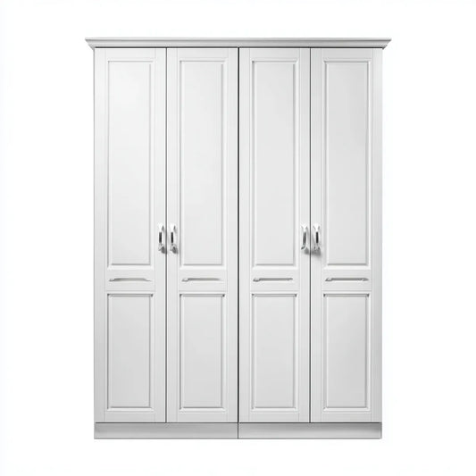 Armadio guardaroba 4 ante battenti bianco 160 x 60 x 220 cm in MDF rettangolare