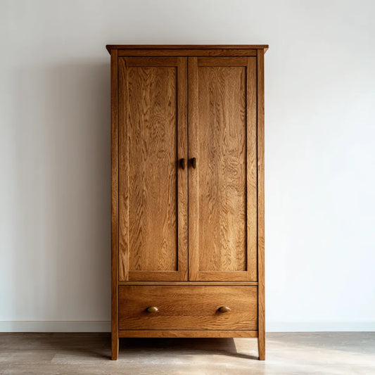Armadio guardaroba a 2 ante in rovere marrone con cassetto 100 x 55 x 200 cm