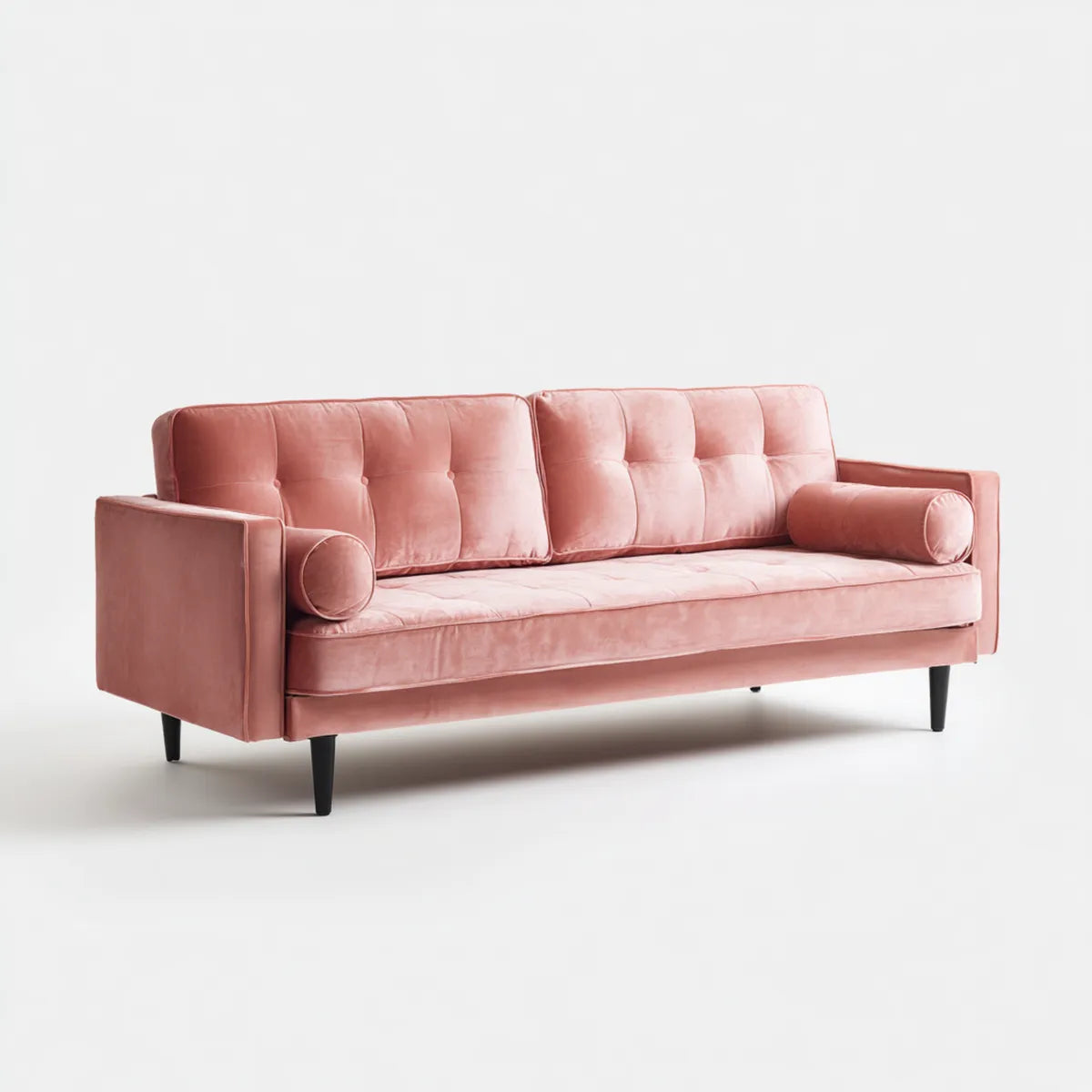 Divano 3 posti rosa 210 x 85 x 86 cm in velluto di poliestere rettangolare