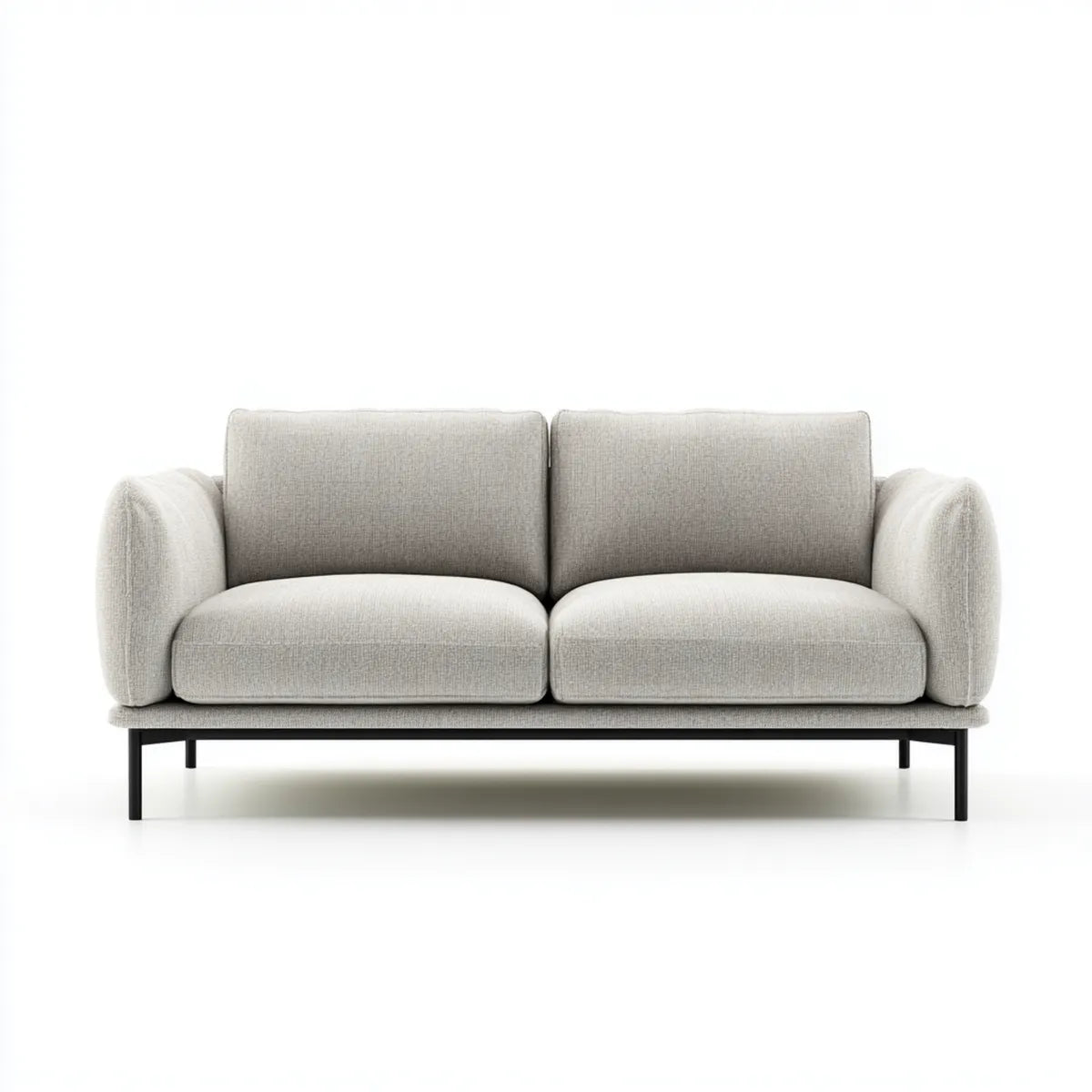 Divano 2 posti grigio chiaro 160 x 82 x 78 cm in poliestere con struttura in acciaio forma rettangolare