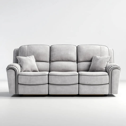 Divano 3 posti grigio in microfibra di poliestere forma rettangolare 220 x 95 x 100 cm