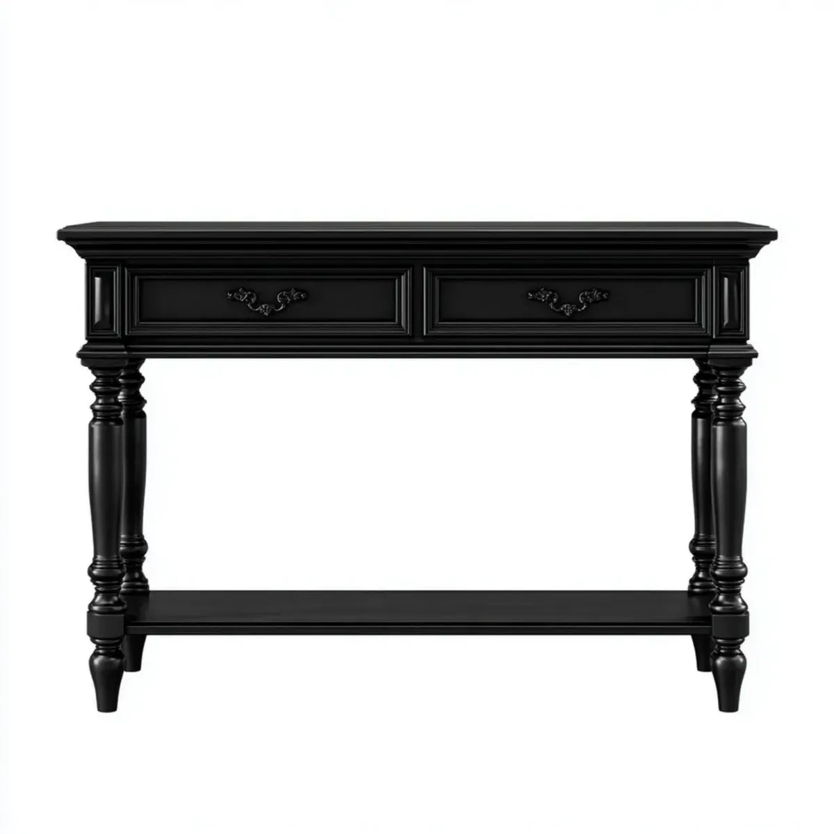 Consolle da ingresso nera 107 x 38 x 86 cm in MDF rettangolare con 2 cassetti e ripiano
