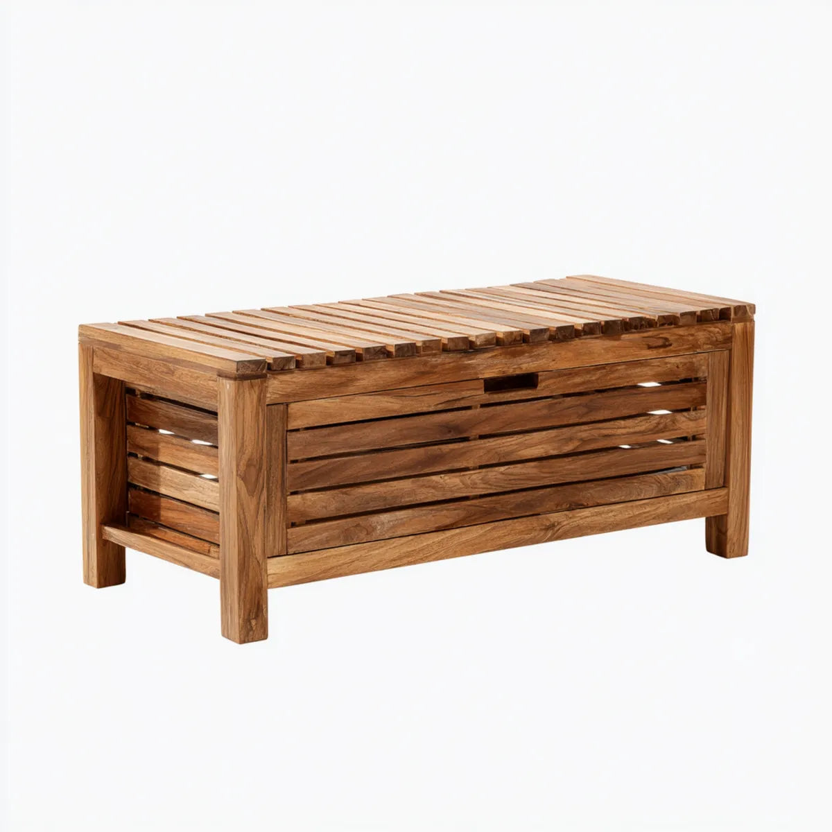 Panca contenitore da giardino marrone in legno massello di teak 120 x 45 x 45 cm rettangolare