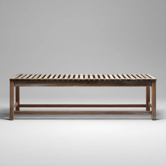 Panca da giardino in teak massello marrone 150 x 40 x 45 cm rettangolare