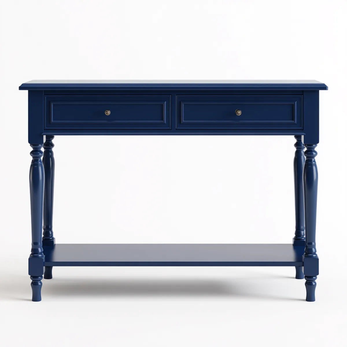 Consolle con 2 cassetti blu navy in MDF e legno massello rettangolare 120 x 40 x 85 cm