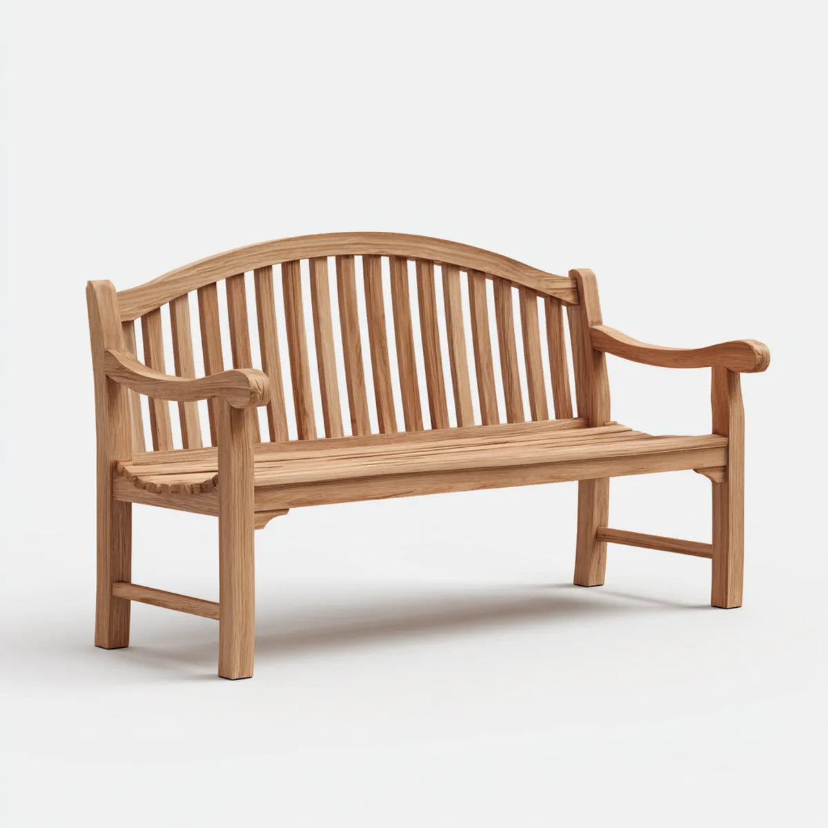 Panca da giardino in teak naturale 150 x 65 x 95 cm con schienale curvo